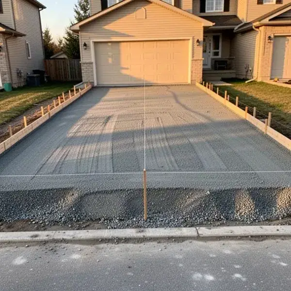 Compacted gravel base ready for new concrete in Guelph