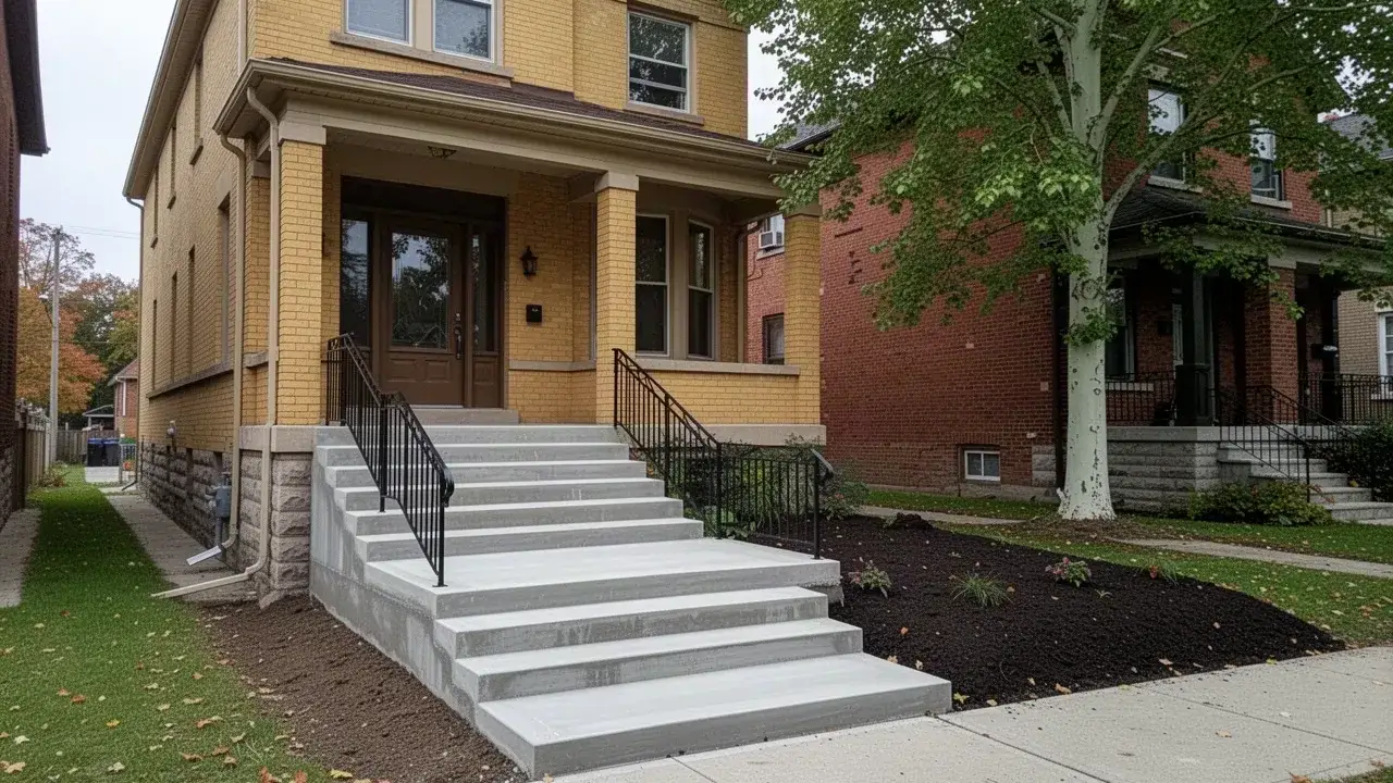 Concrete front steps on a Victoria Park home in Kitchener