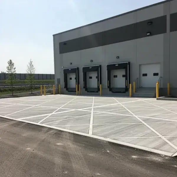 Concrete loading dock apron at Brantford industrial building