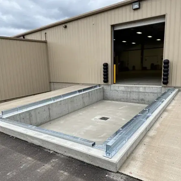 Formed leveler pit at a dock Dock leveler pit with steel edge angles in Kitchener