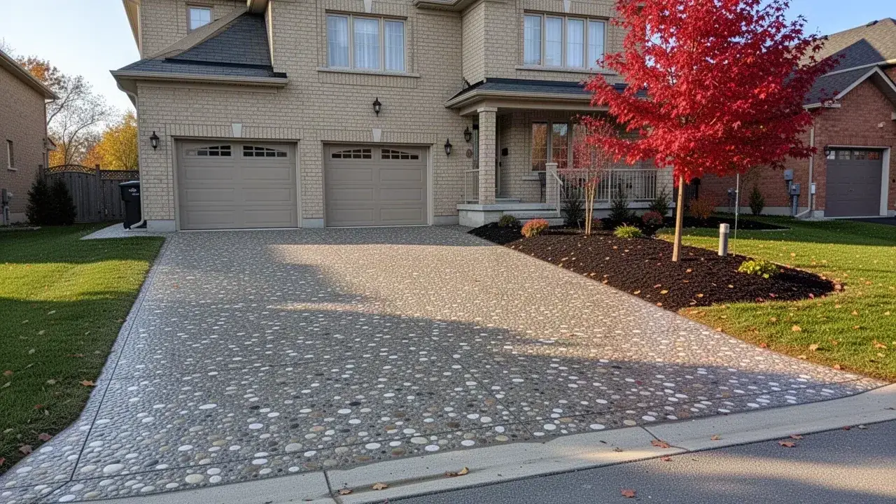 Exposed aggregate concrete driveway on Cambridge Ontario street
