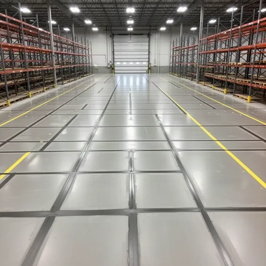 Filled sawcut joints in warehouse concrete floor in Waterloo