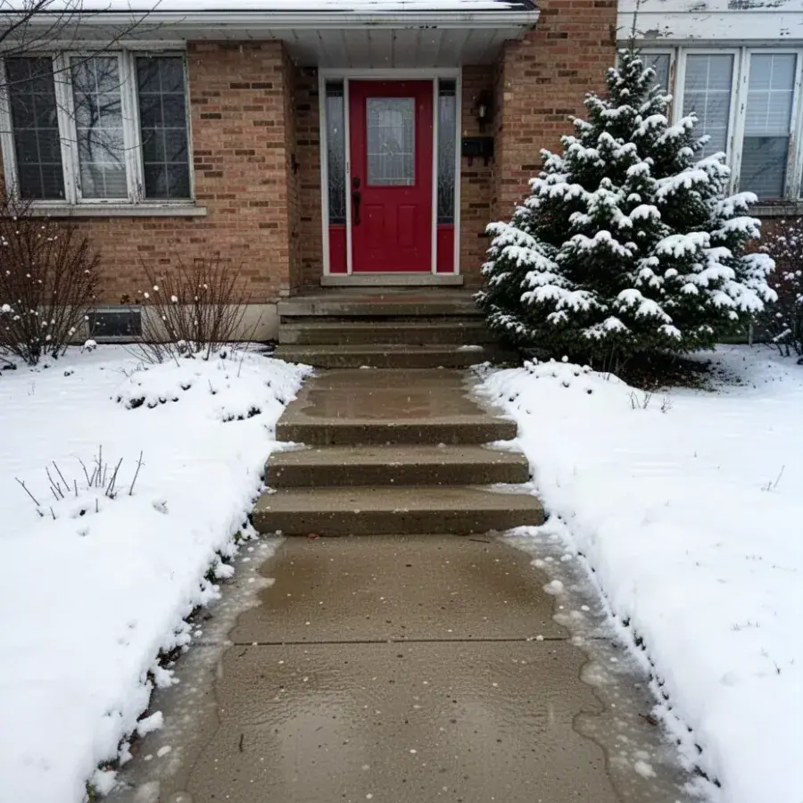 Heated walkway and steps Heated concrete front walkway and steps in Waterloo winter