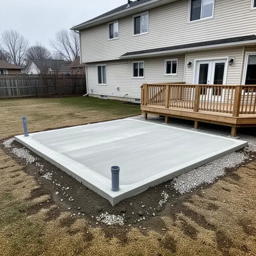 Finished pad for a spa Hot tub concrete pad with electrical sleeve in Kitchener