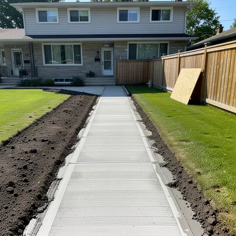 Neatly cleaned site after new concrete walkway in Kitchener