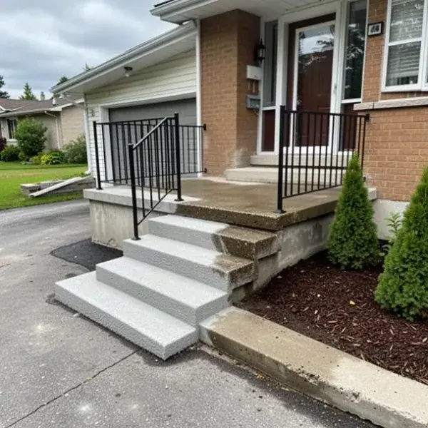 New concrete steps doweled to existing porch slab