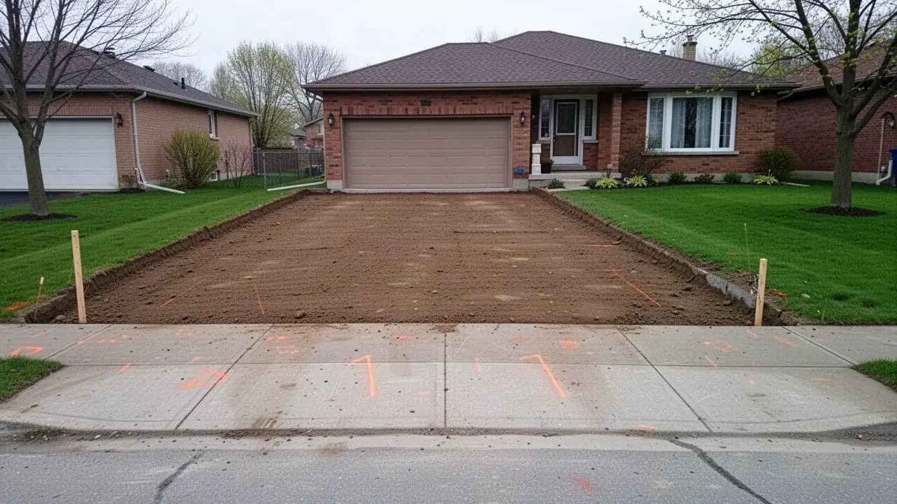 Old concrete driveway removed and site cleared in Cambridge