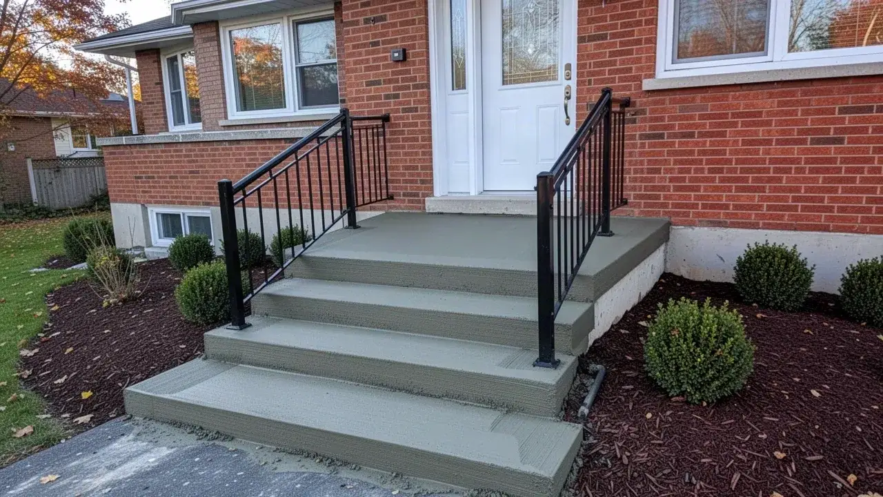 Poured concrete front steps with landing in Cambridge