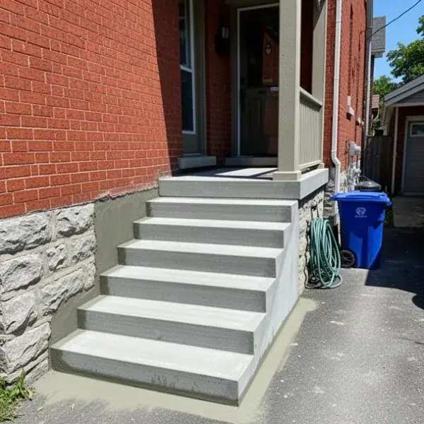 Rebuilt concrete front steps on Guelph century home