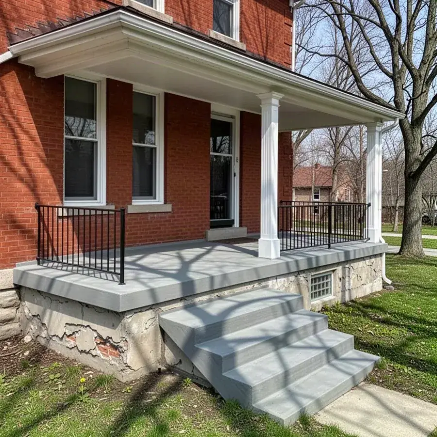 Rebuilt porch slab over a cold cellar Rebuilt concrete porch over cold room on older home