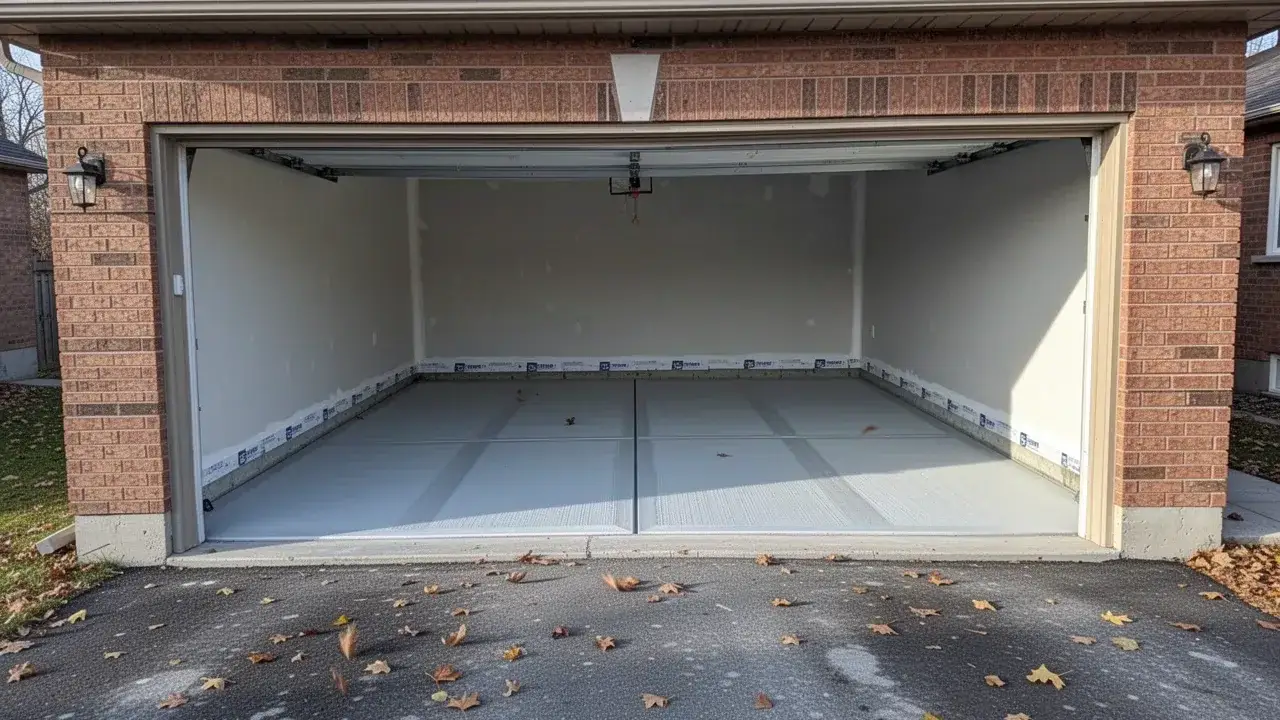 Replaced concrete garage floor in Cambridge double garage