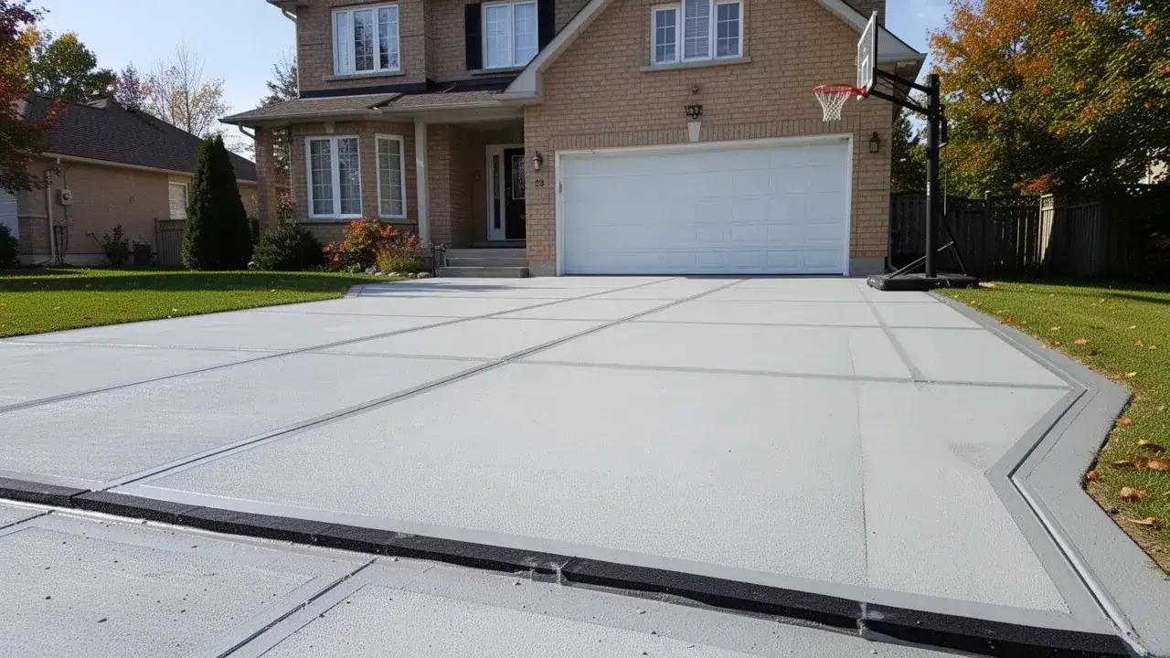 Sealed control joints in concrete driveway in Cambridge