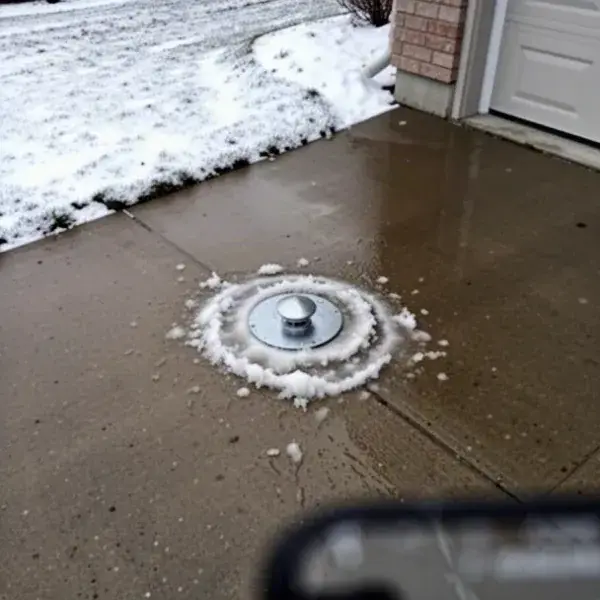 Flush-mounted snow sensor Snow melt sensor set flush in heated concrete driveway